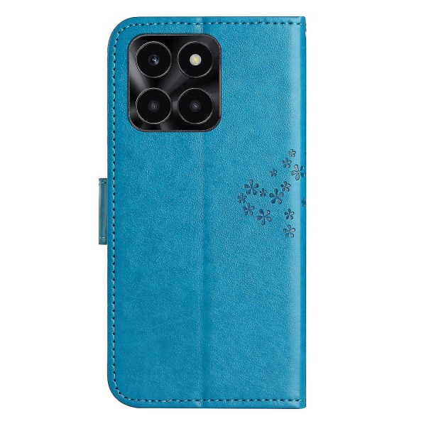 For Honor X6a 4g Owl Tree painettu Pu-nahkainen case Täysin suojattu puhelimen cover Blue