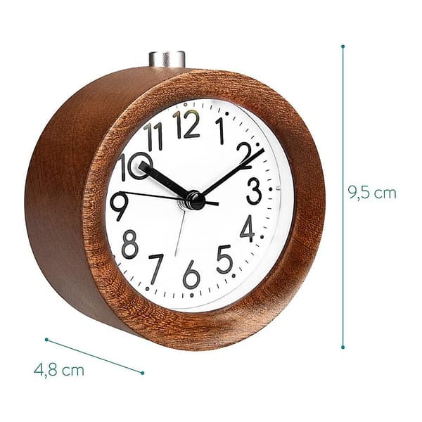 Analoginen puinen herätyskello torkulla - Retrokello herätysvalolla Brown