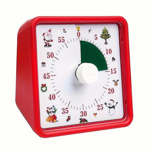 Lydløs 60-minutters timer til børn og voksne, synlig nedtællingstimer til kontormøder, eksamener og køkkenbrug Red Christmas