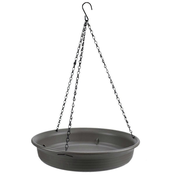 Hanging Bird Bath Hanging Bird Feeder Round Tray Thickened Resin Tray Deep Water Tray Bird Feeder F Gray