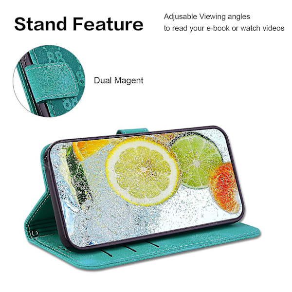 Lærveske med stativfunksjon for Motorola Moto X40 5g/edge 40 Pro 5g/edge+ (2023) - Dobbelt 8-formet trykk, lommebokdesign Green