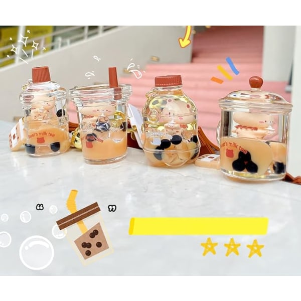 Søt Bubble Tea nøkkelring Boba Bear nøkkelring anheng dukke for jente