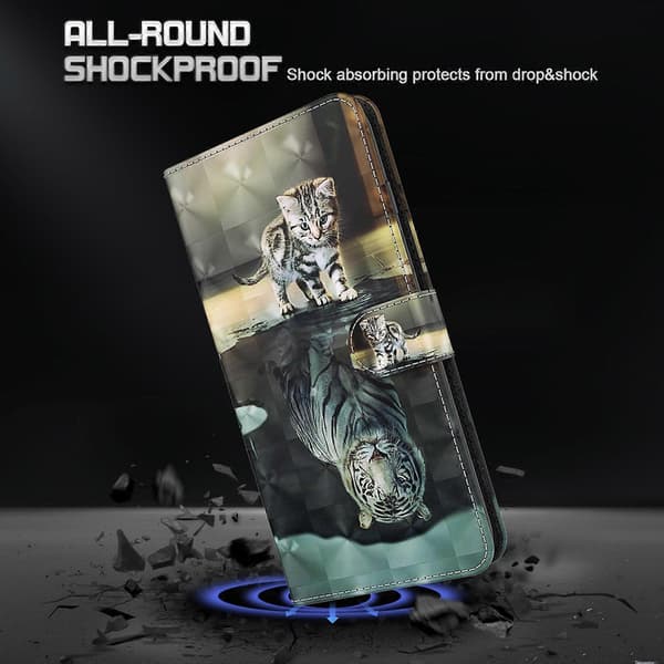 3D Maleri Mønster Flip Læder Telefon Cover Til iPhone 14 Cat Tiger