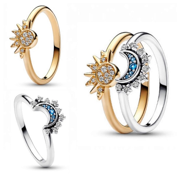 Sol Måne Ring Set för Alla Hjärtans Dag Presenter, Vänskapslöftesring, Sol Och Måne Matchande Ringar SIZE 5
