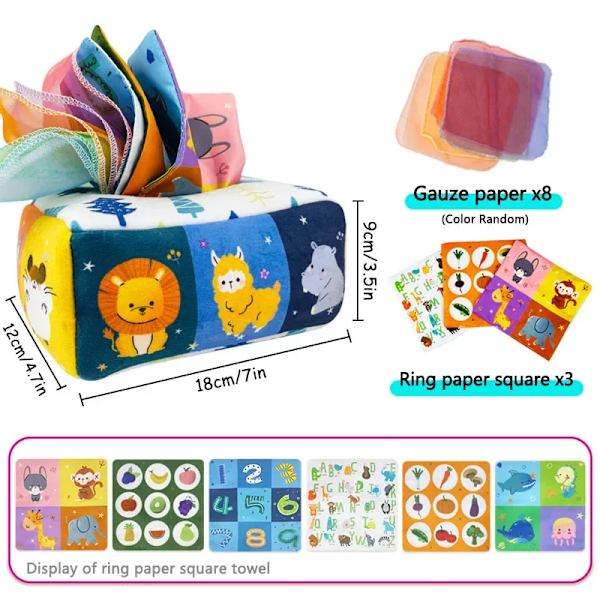Montessori babyboks, baby leker, magisk bleieboks, sensoriske utviklingsleker for babyer Animals 11 Paper