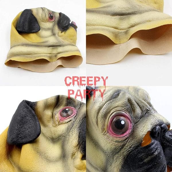 Halloween kostymefest, dyrehode, lateksmaske, mops