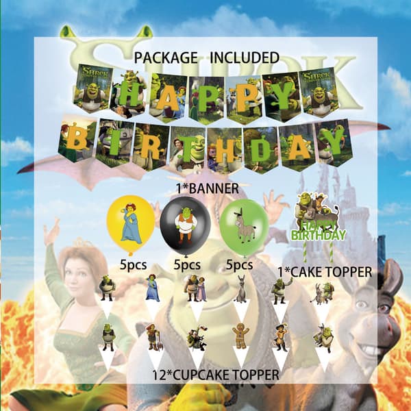 31st Shrek Theme Birthday Party Decoration Pull Up Banner