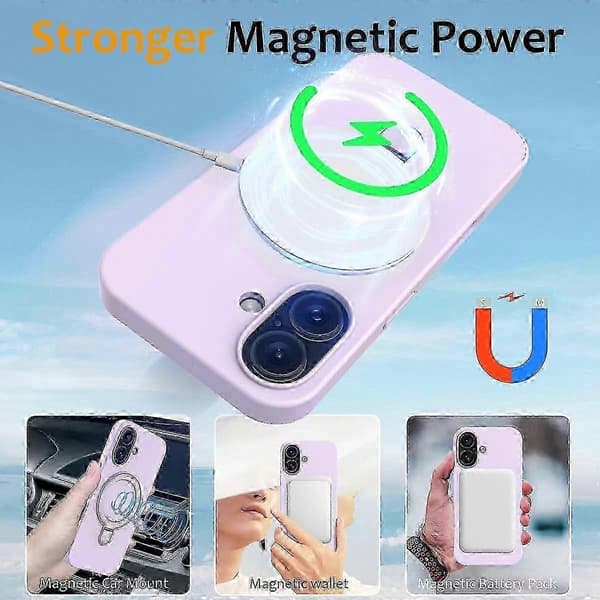 PC + silikone telefoncover med MagSafe-stativ, kompatibel med iPhone 16