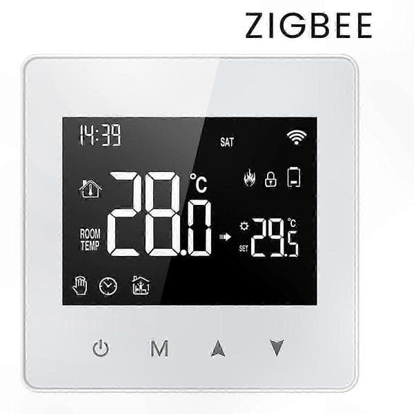 Tuya ZigBee Termostat Smart Home Batteridrevet Temperaturregulator til Gaskedel Fungerer med Stemmeassistent White