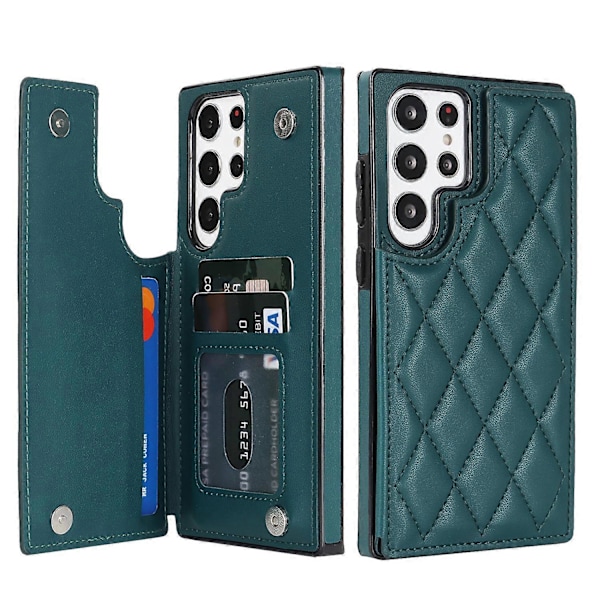Plånboksfodral för Samsung Galaxy S24 Ultra, PU-läder Magnetiskt Flippskydd Stötsäkert med Kortfack Kickstand, RFID-blockering Dark Green For Galaxy S24 Ultra