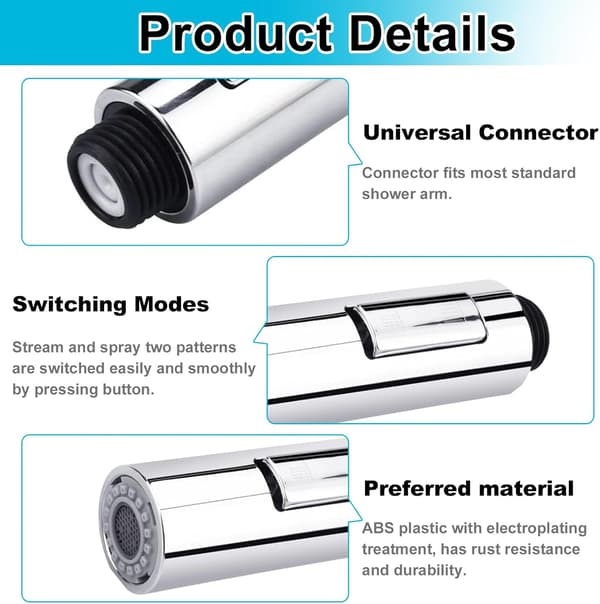 Kitchen Faucet Sprayer, Kitchen Faucet Adapter, 2 Modes Pull Out Sprayer Faucet, Water Saving, Easy Installation