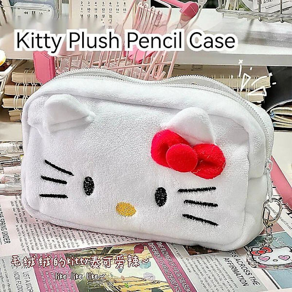 Sanrio Hello Kitty Cartoon Serie Söta Plysch Pennfodral Stor Kapacitet Förvaring Kontorsmaterial Studenters Pennfodral Skolmaterial Presenter