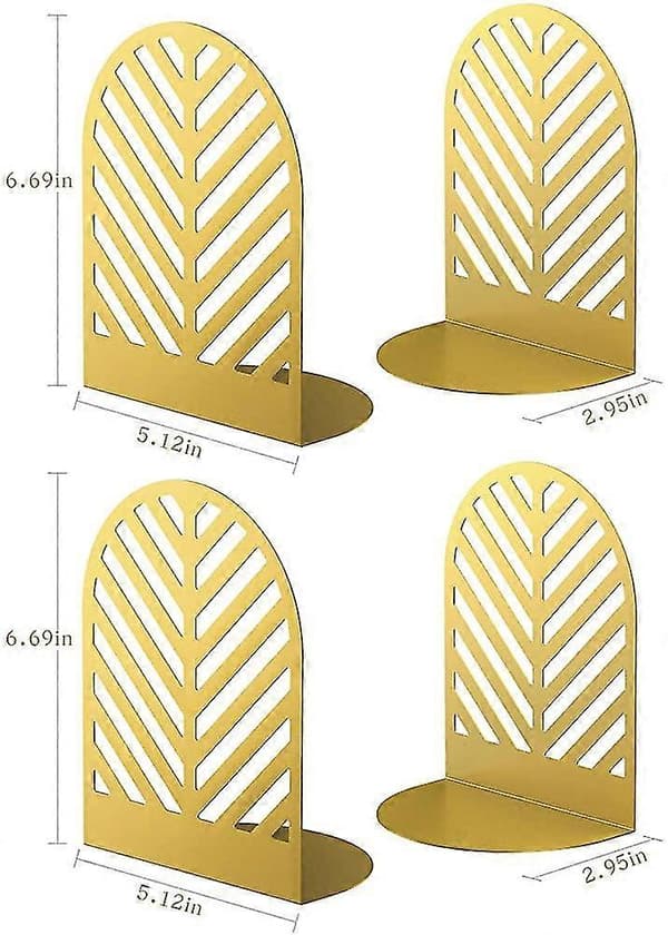 Bokstöd, guld bokstöd för böcker, 1 par metallbokstöd för kontorshyllor