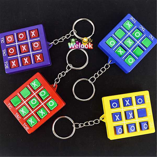 Tic Tac Toe Mini Nyckelring för Barn Dekompressions Xo Spel Festgåvor Godispåse Fyllmedel Kreativa Gåvor Blue