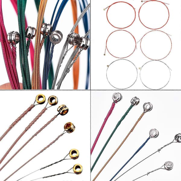 6 st färgglada gitarrsträngar ersättning akustisk gitarrsträng koppargitarrsträngar set för akustisk gitarr folkgitarr röd kopparsträng red copper string