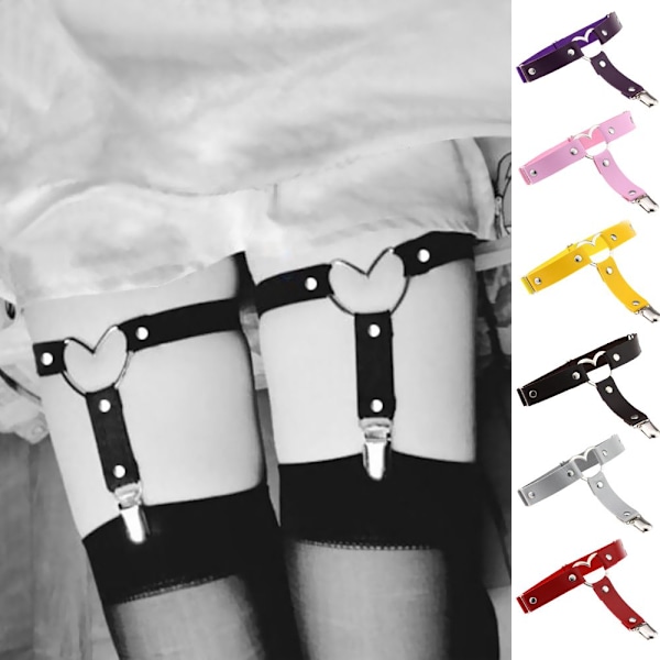 2 kpl Naisten Garter Belt Elastinen Sydän Tekokuvinahasta Jalka Garter Belt black
