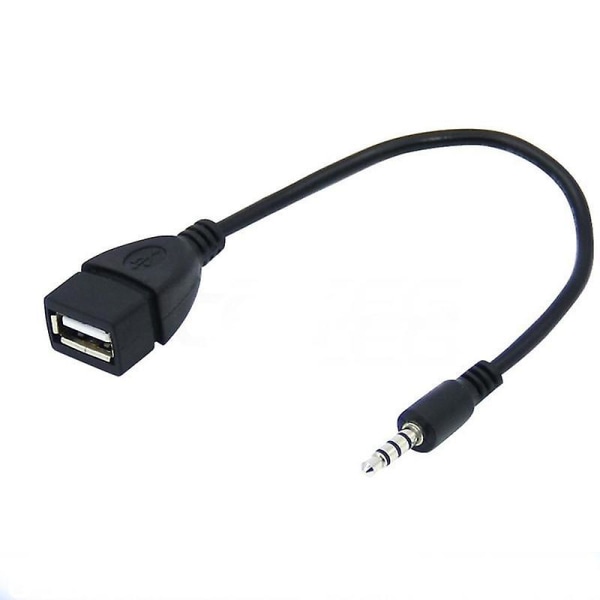 1*3,5 mm Hann bilstereo Aux-kontakt til USB Type A Kvinne-konverteradapter