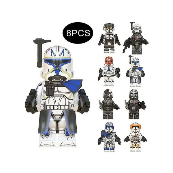 8 stk Star Wars minifigur Clone Wars Bad Batch Kaptajn Rex Commander Cody