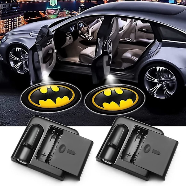 2 stk Batman Bildekklys Logo Projektor LED Trådløse Bildekklys Velkomst Hilsenlys For Alle Bilmodeller, Klar