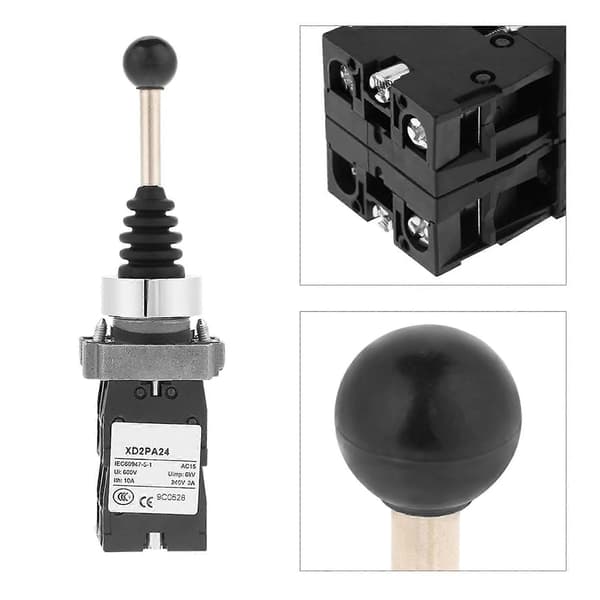 Fjeder Joystick Controller Switch 4 Position 10A 600V til Industrielt Kontrolpanel (Sort Plast Metal)