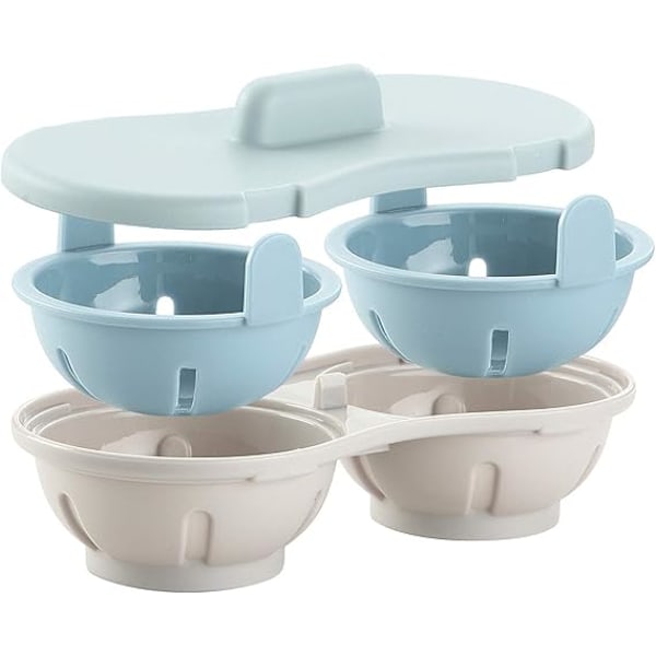 Mikrobølgeovn Egg Poacher BPA Dobbel Egg Poacher Egg Cooker Oppvaskmaskin Safe Dual Caves Høy Kapasitet Design Mikrobølgeovn Posjert Egg Poacher