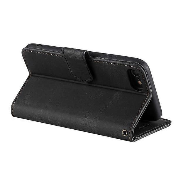 PU Läder Skyddande Telefonfodral För iPhone 16e, Plånboksfodral med Splitsning Black