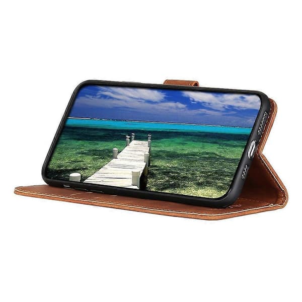 KHAZNEH Retro Tekstur Lær Telefondeksel for iPhone 14 Plus Brown