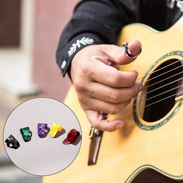 15 stycken gitarrplockar Ring tumfingerval i rostfritt stål Fingerplockar för akustisk gitarrförbud