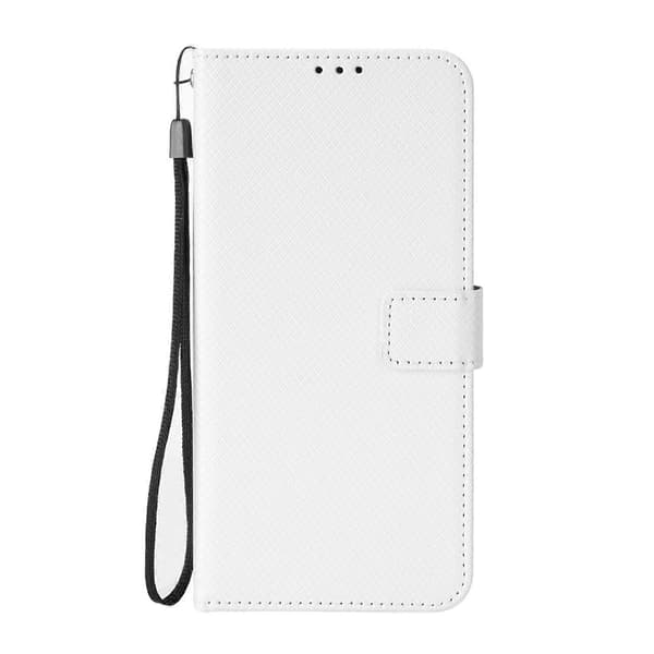 Diamanttexturerat läderfodral för OPPO Reno8 Pro White