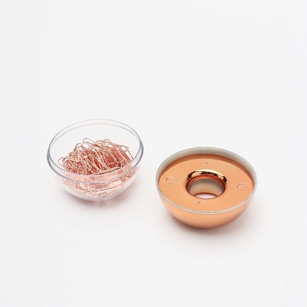 NatSumeBasics Paper Clip -pidike Magneettinen 100 Kultaista Paper Clip -pidikettä Suloisessa Paper Clip -annostelijassa Toimistotarvikkeita Varten Tarvikkeet Työpöydän Järjestäjä (Marmori) Rose Gold