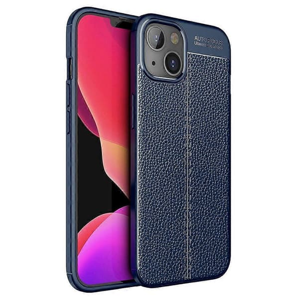Litchi-tekstur TPU-telefondeksel for iPhone 14 Plus Blue