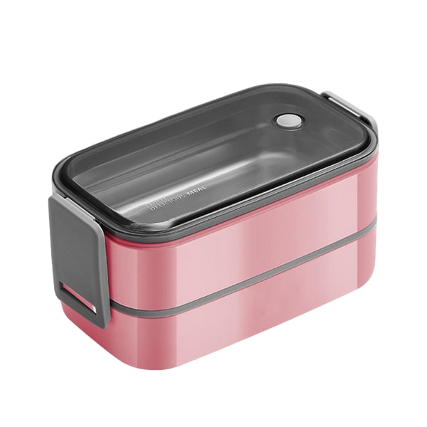 Frokostbeholder Mikrobølgesikker Dobbeltlags med stor kapacitet Frokost BPA-fri gitter Bento fødevareopbevaringsbeholder udendørs forsyninger Pink