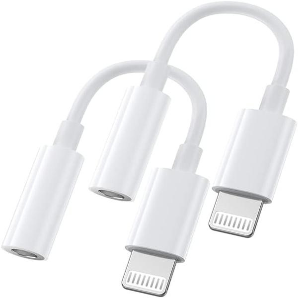 【2-pack】 Lightning+jack-adapter 3,5 mm MFi-certifierade hörlurar
