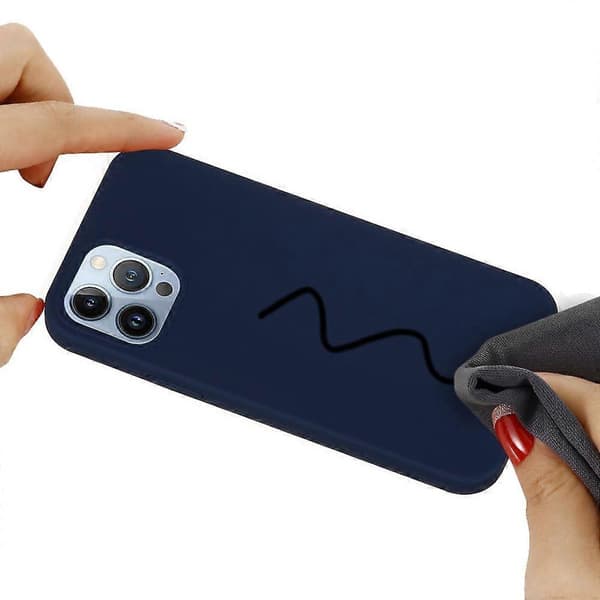 Ensfarvet silikone telefoncover til iPhone 15 Midnight Blue For iPhone 15 Pro