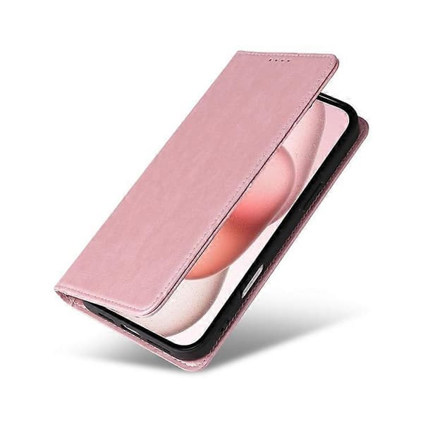 Kompatibel med iPhone 15 Plus / 14 Plus deksel RFID PU-skinn lommebok stativdeksel Pink