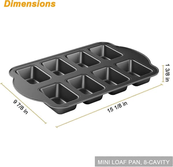 Tiawudi 1 st non-stick mini brödform | Bakform i kolstål | 8 hålrum