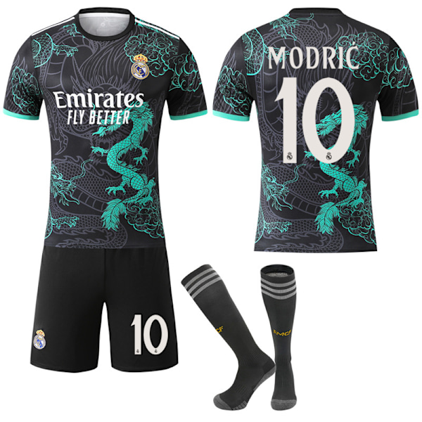 25-26 Real Madrid CF Musta Vihreä Erikoispainos NO.10 MODRIC Pelipaitasetti Lapsille Aikuisille Jalkapallosetti Sukkien kanssa NO.10 NO.10 M