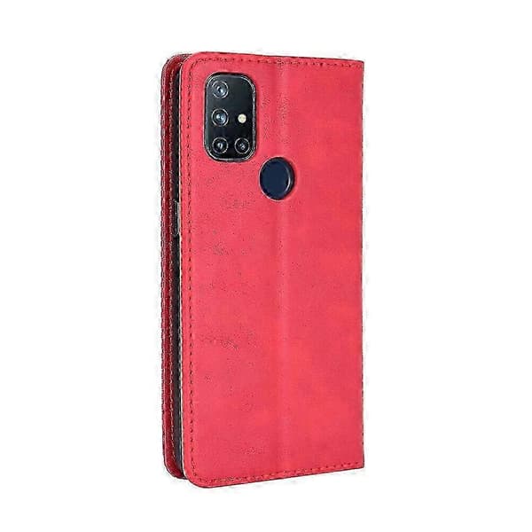 OnePlus Nord N10 5G läderfodral, plånboksfodral med magnetisk stängning Red