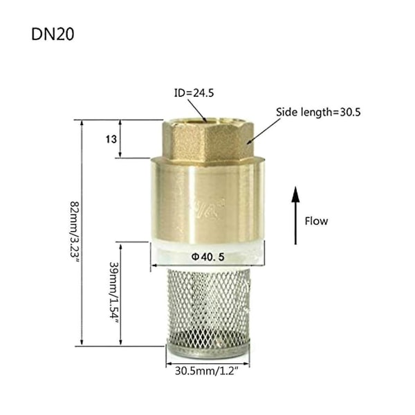 Smal design vertikala fotventiler med filter Effektiva vattenflöden 1/3/4 tum DN20