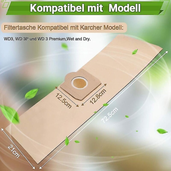 15 pakkaus pölynimuripussia Karcherille 6.959-130.0 Wd3 Wd3p Mv3 märkä- ja kuivaimurin vaihtopaperi suodatinpussipussi karcher wd3 premium a:lle