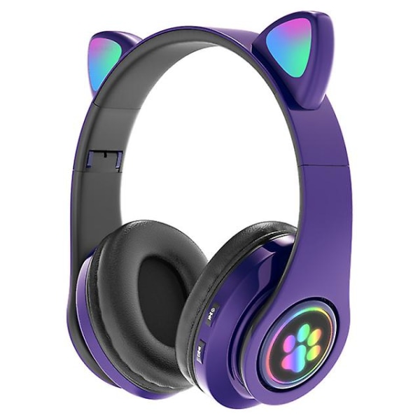 Nye B39 Bluetooth-hovedtelefoner Sød kat øre åndedrætsbelysning Hifi Stereo Foldbar høretelefon Gamer Med Mic Til Børn Kvinder Gave