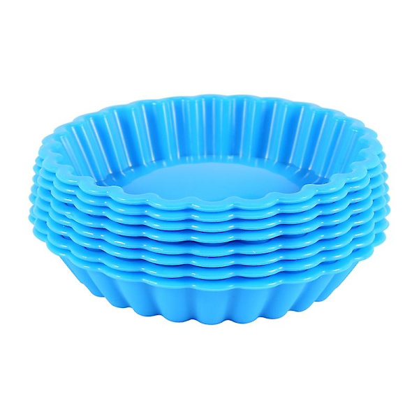 8 st silikonkakformar, runda pajformar med non-stick, runda räfflade molds för muffins, Qu