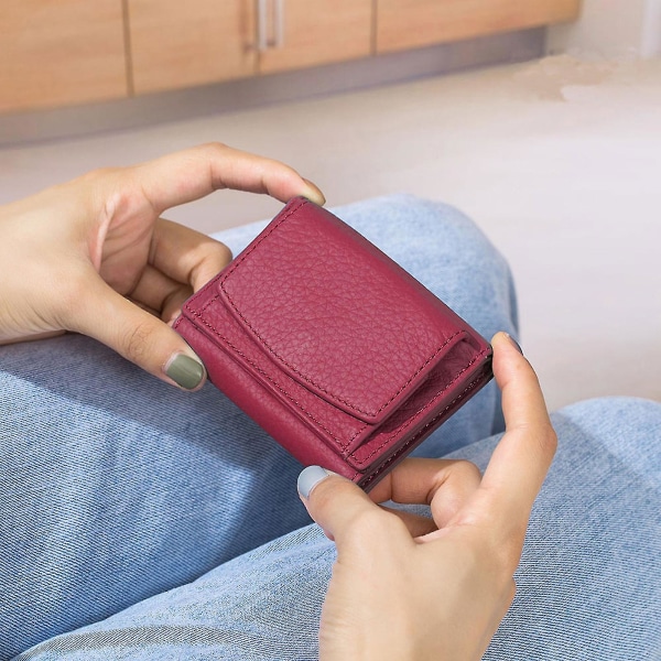 Små plånböcker för kvinnor Liten trefaldig kreditkortshållare med hopfällbar myntficka Rose red