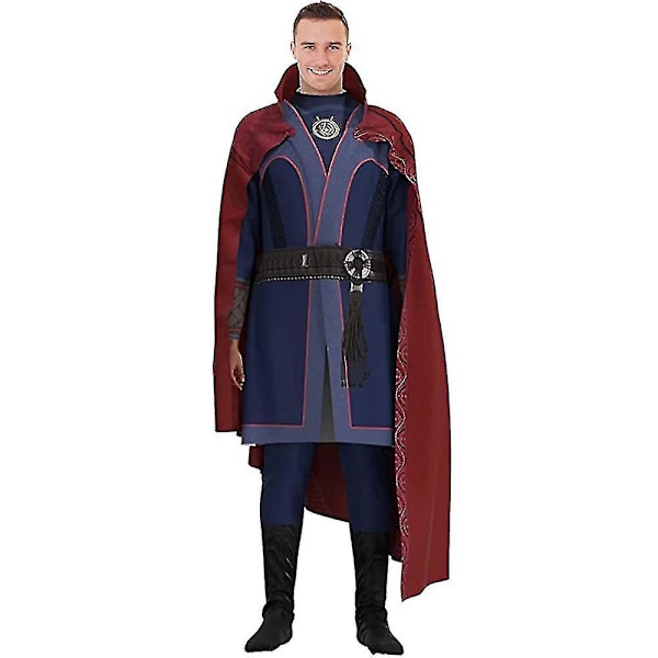 Halloween Julen Menn Doctor Strange Cosplay Festdrakt Jumpsuit Med Kappe Fancy Dress Up Outfits Set Gaver 160