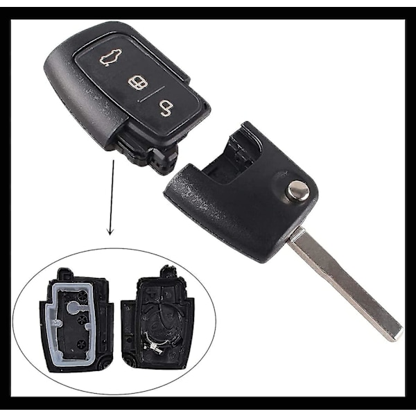 3 Knappar Flip Vikbar fjärrkontroll Bilnyckel kompatibel Kompatibel F-o-r-d Focus Fiesta C-max S-max Kuga Mondeo Mk4 Galaxy (oklippt nyckelblad)