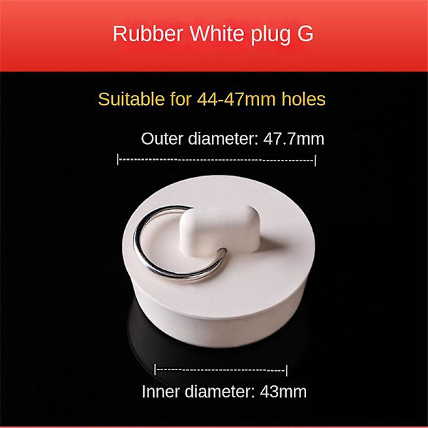 1 stk gummi badekarpropp med kjede 23-52mm avløpsstopper gummi vask propp avløp med trekkring for badekar vaskerom vask 43mm