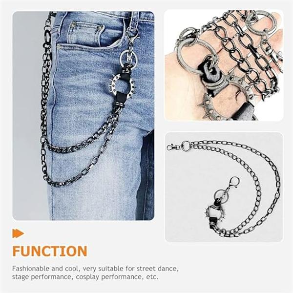 Unisex punkkedjor för byxor Motorcykel Punkbyxor Byxor Jean Wallet Chain Hip Hop Gothic Rock Nyckelring Metall Multi Layer Nyckelring