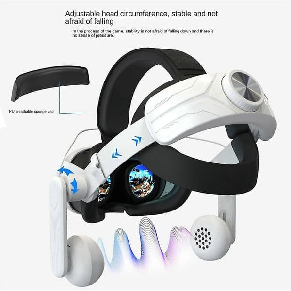 Audio-headset til Meta Quest 3 VR-headset, forbedret lydeffekt, lydkvalitet, surround-støjreduktion VR-tilbehør Svartvit