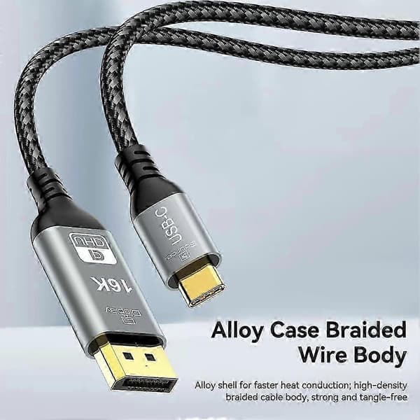 16K USB-C til DisplayPort 2.1-kabel, 8K 60Hz 4K 240Hz, 80Gbps