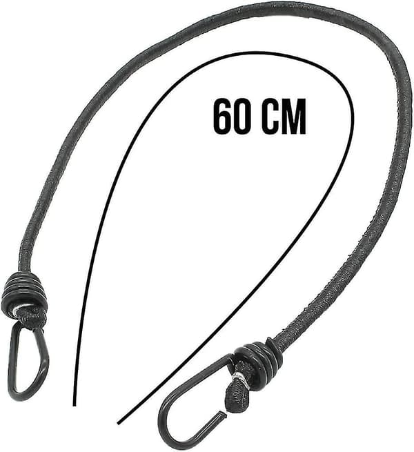 Setti 10 elastista benjinauhaa 2 koukulla - 5 kokoa 40-150 cm - musta (nahka)